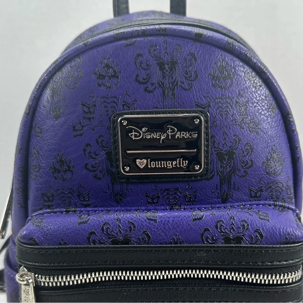 Loungefly Haunted Mansion Purple Wallpaper Mini Backpack & Wallet OG Heart Logo